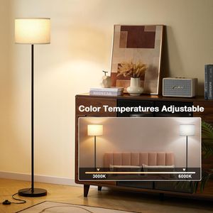 Lampada da Terra Moderna Beige da 60 Pollici con Telecomando per Soggiorno, Camera da Letto, Ufficio e Sala da Pranzo, Palo Nero Incluso - Product Image 4