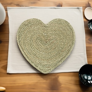 Hot Sale Handwoven Seagrass <b>Placemat</b> Heart Design 5mm Thick Eco-Friendly Carton Packed Rustic Table Setting Wholesale Vietnam - Product Image 2