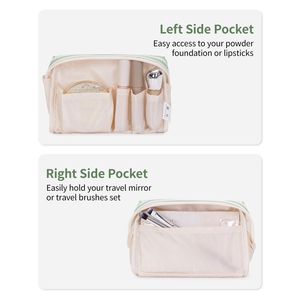 Petite pochette à fermeture éclair rayée mignonne, pochette de voyage pour femmes avec compartiments, trousse de maquillage pratique pour sac à main - Product Image 2