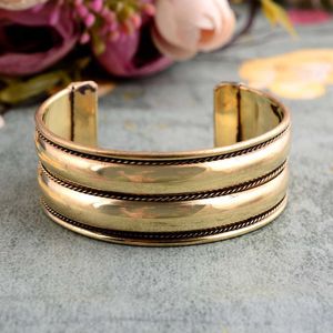 Polish Finished Brass Cuff Chunky Stack Bangle Wedding Party Festive Adjustable Chic Antique Finished Statement Jewelry Arm Cuff - Product Image 4