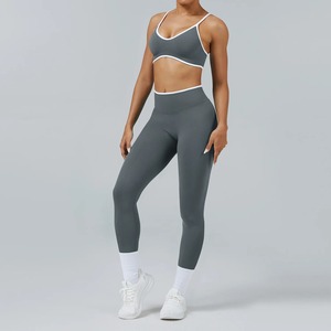 Ensemble de yoga sans couture pour femme, leggings de sport taille haute et soutien-gorge de sport dos nageur, séchage rapide, ensemble fitness 2 pièces pour femme - Product Image 2