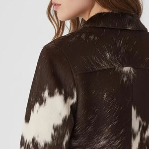 Veste en cuir de vachette pour femme personnalisable, qualité supérieure, mode hiver, coupe classique, fabrication en usine, vestes en cuir de vachette pour femme - Product Image 6