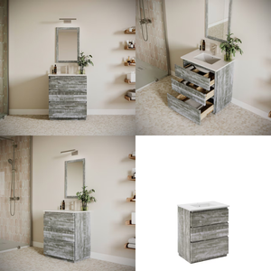 Muebles de Baño Modernos con Lavabo y 3 Cajones, Gabinete de Almacenamiento Duradero, Diseño Moderno, Precio Accesible - Product Image 5