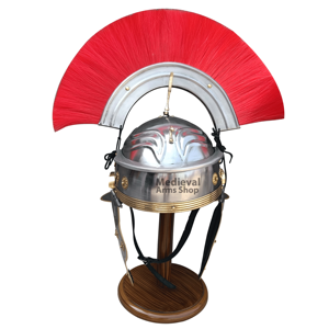 Casque de Centurion Romain Fait Main en Acier Doux Rouge Prune, Armure Médiévale pour Reconstitutions Historiques, Décoration Maison et Bureau - Product Image 1