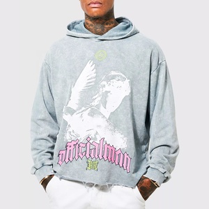 Sudadera con capucha moderna de gran tamaño para hombres y mujeres, tela de algodón con estampado suave lavado con ácido, diseño duradero cálido para invierno, patrón sólido - Product Image 1