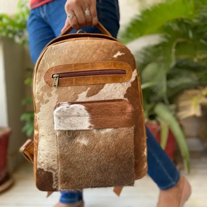 Genuine Cow Hide Fur Leather Backpack High Quality Daily Use Front Pocket Backpack Gift Purpose Leather <b>Rucksack</b> Hair On Leather - Product Image 3
