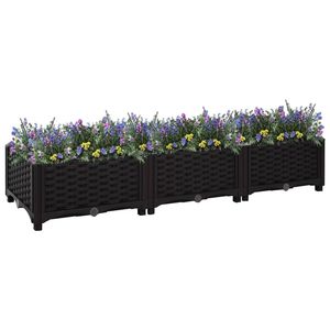 Grand bac à fleurs surélevé en polypropylène noir, durable et élégant, pour une utilisation en extérieur - Product Image 1