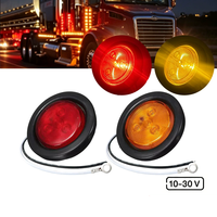Kit de feux de position latéraux LED ronds de 2 pouces rouge ambre pour remorque avec passe-câble