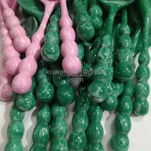Servidores de Ensalada de Resina Ecológica de Lujo con Textura Moderna en Espiral, Hechos a Mano, con Mango de Cuentas Verde y Rosa, Aptos para Lavavajillas, Microondas y Horno - Product Image 4