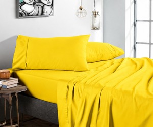 Luxury 600 Thread Count Queen Size Gold <b>Bed</b> Sheet Set Extra Soft Premium Cotton Bedding Hotel Quality Silky Smooth Deep Pocket - Product Image 1