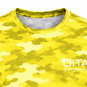 Camiseta de Camuflaje Amarillo Limón para Hombre, Manga Corta, Cuello Redondo, Estampado de Camuflaje, Ropa Deportiva para Entrenamiento, Gimnasio, Ejercicio, Rendimiento Atlético - Product Image 6