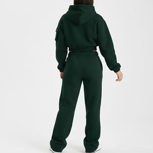 Ensemble deux pièces sur mesure 100% coton : sweat à capuche zippé et pantalon évasé, veste zippée, pantalon évasé, ensemble de jogging, ensemble de survêtement - Product Image 6