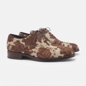 Chaussures habillées pour hommes en cuir véritable à imprimé vache, bout pointu, à lacets, toutes saisons, semelle antidérapante - Product Image 6