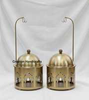 Bol de service de luxe en métal finition or avec couvercle en dôme et lampe chauffante pour hôtels et traiteurs