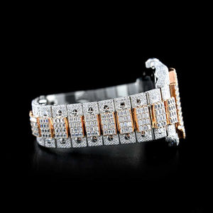 Mens Luxury Stainless Steel <b>Watch</b> with Moissanite VVS Clarity Baguette Diamond Fully Iced Out for Daily Use Upscale Parties - Product Image 3