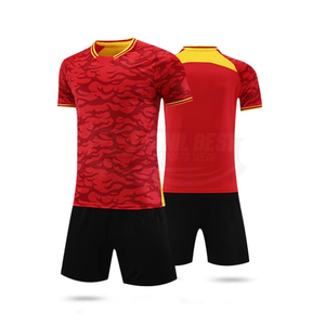 Ensemble de maillot de football camouflage bleu personnalisé pour homme, col en V, manches courtes, polyester respirant, coupe athlétique toutes saisons - Product Image 2