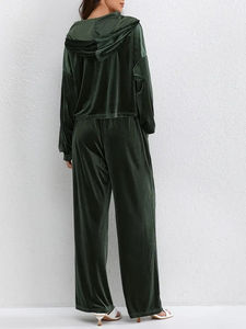 <b>Tracksuit</b> Custom Hot Selling <b>Velour</b> <b>Tracksuit</b> <b>Plus</b> <b>Size</b> Women's Zip up Cotton Hoodie and Jogger 2 Pieces Velvet Suit for Women - Product Image 4