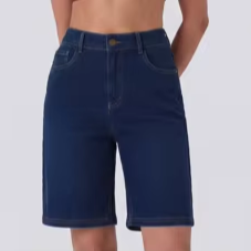 Shorts en jean taille haute coupe droite ample pour femme – Extensible, noir, décontracté et polyvalent pour l'été - Product Image 1
