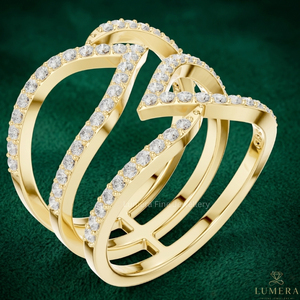 Lumera Women's D Color VVS2 Clarity Yellow Gold Lab Grown Diamond <b>Ring</b> Brilliant Cut <b>CZ</b> Side Stones IGI Certified 18K Gold - Product Image 3