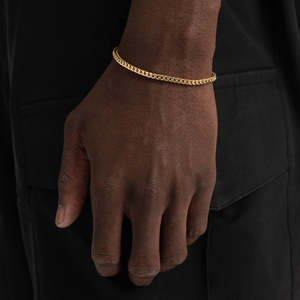 Bracelet en argent sterling 925 plaqué or, chaîne cubaine minimaliste, bracelet à maillons pour homme et femme - Product Image 1