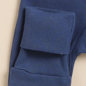 Premium Quality Bamboo Elastane Zip Romper-Azul marino - Product Image 3