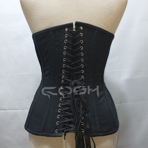 Classic Black Cotton Waist Trainer Corset High Compression <b>Underbust</b> Body Shaper Corset With Front Busk Closure - Product Image 6