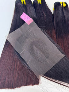 Prix de gros 100% brut vierge vietnamien humain dentelle perruque trame os droite foncé couleur raisin Super Double Drawn Extensions de cheveux - Product Image 4