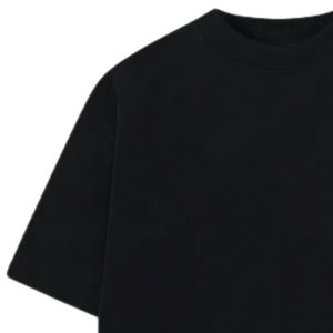 Camiseta de algodón negra de manga corta para hombre, corte holgado, con estampado en el pecho, estilo casual urbano, venta al por mayor OEM, suministro personalizado - Product Image 3