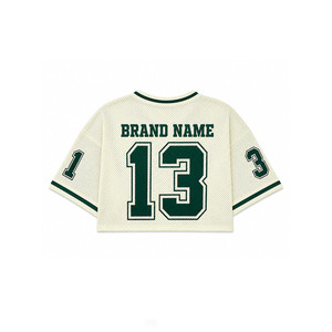Stylish Customised Print Sublimated American Football Jersey Oversized Crop Top Boxy Fit Women <b>Athletic</b> Mesh Blank Manufacturer - Product Image 5