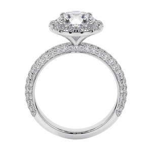 Bague de Mariage Halo en Diamant de Laboratoire Personnalisé avec Sertissage Pavé Multi-Rangées Intriqué, Coupe Ronde Brillante, Or Blanc 10k/14k/18k - Product Image 5