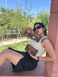 Hand Tooled Carving Wallet Clutch <b>Phone</b> Case Stylish Cowhide Fur Wallet Multi Uses Western Leather Wallets - Product Image 2