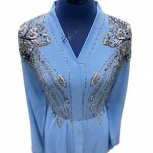 Luxury Modest Wear Women's Kaftan <b>Abaya</b> with Decorative Bead Embroidery Polyester Spring - Product Image 4