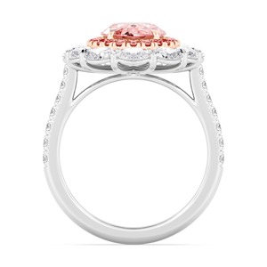 Anillo de compromiso radiante redondo de oro rosa y blanco de 10K con diamantes cultivados en laboratorio de 4.84 quilates, anillo nupcial de lujo de dos tonos premium. - Product Image 4