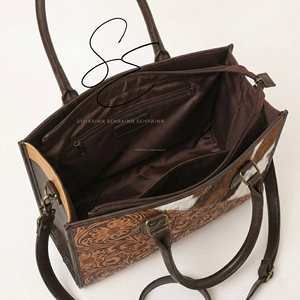 Genuine Leather Hair On Cowhide Tote Bag Tooled Leather Handbag Women Shoulder Bag Crossbody <b>Purse</b> Handmade Leather Office Bag - Product Image 6