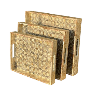 Plateau de service élégant en nacre incrustée, fait main, durable, pour un rangement professionnel - Product Image 2