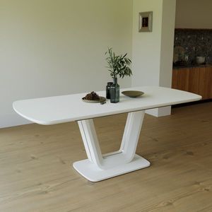 Mesa de comedor extensible de estilo industrial moderno, mesa de cocina de MDF blanca de 47,24-62,99 \ "con patas en forma de U para uso en el hogar y la Oficina - Product Image 2