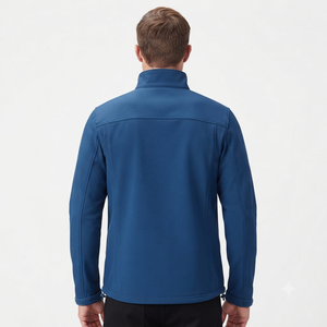 Veste bleue pour homme, fermeture éclair intégrale, col montant, coupe-vent, vêtement d'extérieur décontracté, coupe régulière, en polyester. - Product Image 3