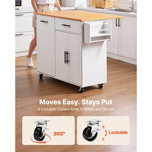 <b>Kitchen</b> <b>Island</b> Cart with Storage 46.06" Wide Mobile Rolling Cart with Swivel <b>Wheels</b> Drawer and Storage Cabinet Metal and Wood - Product Image 6