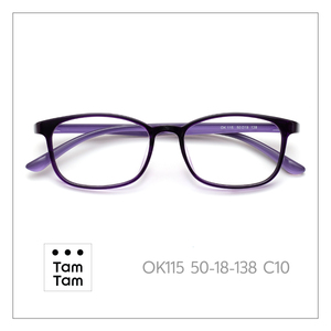 Tam Tam OK115 Rectangle Full-Rim Eyeglasses <b>Frames</b> Purple-Violet Unisex Adult Anti-Uv Lightweight Vision Correction - Product Image 6