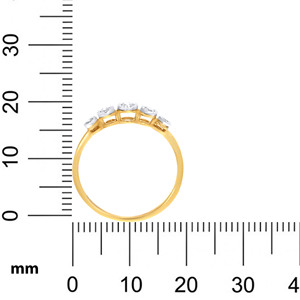 Bague en or jaune 18 carats avec diamants scintillants, bijou pour femme avec cinq pierres de diamant de forme ronde - Product Image 4