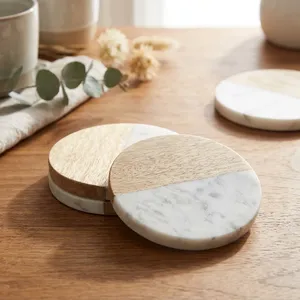Factory Direct Round Marble <b>Coasters</b> Set Handmade Premium Natural Stone Heat Resistant Waterproof <b>Drink</b> <b>Coasters</b> OEM Wholesale - Product Image 2