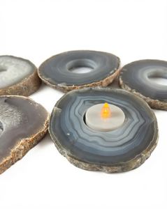 Support de bougie en pierre naturelle d'agate grise sculptée à la main, pierre précieuse d'agate, guérison par les pierres, vente en gros - Product Image 4