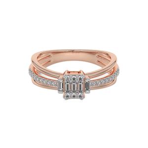 Anillo de Plata de Ley 925 de la mejor calidad, diseño de doble banda, Baguette, corte brillante, moissanita, diamante, oro rosa, anillos de moda - Product Image 1