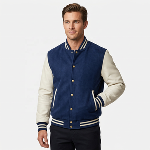 Premium Cotton <b>Fleece</b> Baseball Varsity Letterman Jacket Soft Satin Lining Custom Logo Turn-Down Collar All Season Jackets - Product Image 1