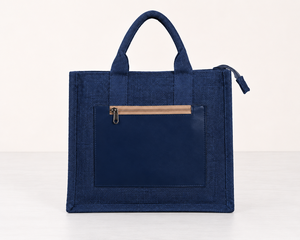 Bolsa de Yute de Color Sólido, 14x11x4 Pulgadas, Bolsillo Frontal con Cierre, Resistente al Agua, Estilo Minimalista, Bolsa de Compras - Product Image 5