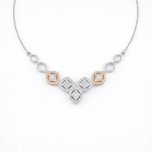 Collar con Colgante de Diamante Geométrico, Chapado en Oro Rosa, Cadena de Serpiente de Acero Inoxidable, Joyería Clásica para Mujer para Uso Diario - Product Image 1