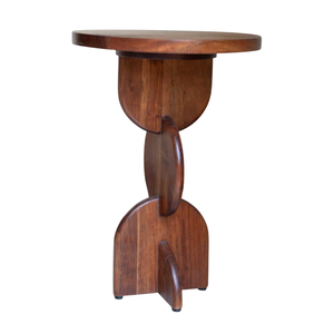 Walnut <b>Brown</b> Round Wood Coffee <b>Table</b> With Tapered Base Midcentury Design Handmade Living Room Furniture - Product Image 5