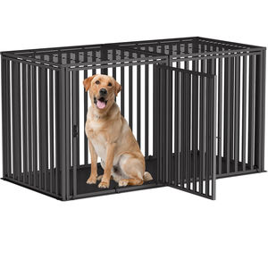 Zware, grote hondenkrat met mat, binnen, metalen hondenkennel, kooi voor middelgrote en grote honden, puppyren met dak - Product Image 2