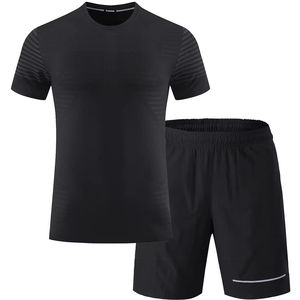 Ensemble de vêtements pour hommes, coupe-vent, uni, 2 pièces, short et t-shirt à manches courtes, tenue de sport décontractée - Product Image 1