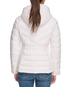 <b>Women's</b> <b>White</b> Quilted Puffer <b>Jacket</b> Hooded Full Sleeve Winter Warm Coat with Zipper Closure Solid Color - Product Image 6